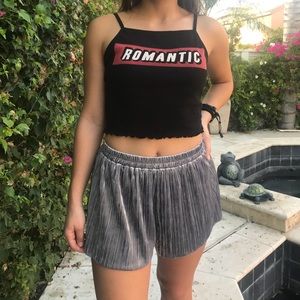 FOREVER21 VELVET GREY RIBBED FLOWY STRETCHY SHORTS